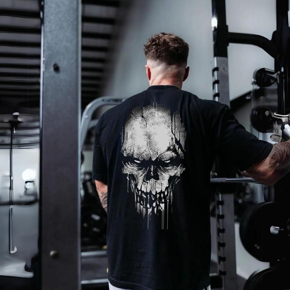 Camisa Oversized Grande Caveira Academia Varias Estampas Fit Camisa 100% Algodão Lançamento
