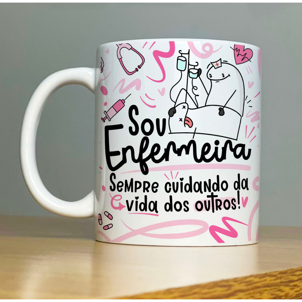 Caneca personalizada flork profissão enfermagem, caneca enfermeira, tec em enfermagem.