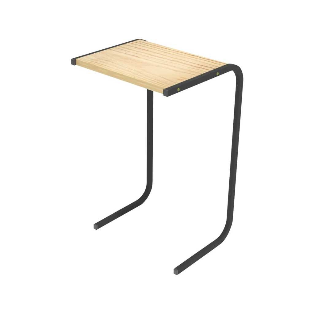 Mesa de Apoio Lateral Em Metalon 20x20 Pinus Notebook Sofá Funcional