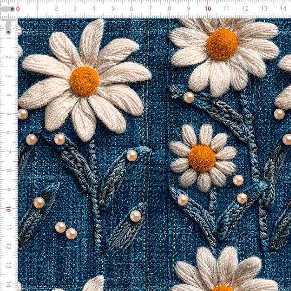 Tecido Tricoline Digital 3D Jardim de Jeans Pano Patchwork Costura Ateliê Artesanato DIY em Oferta na Shopee