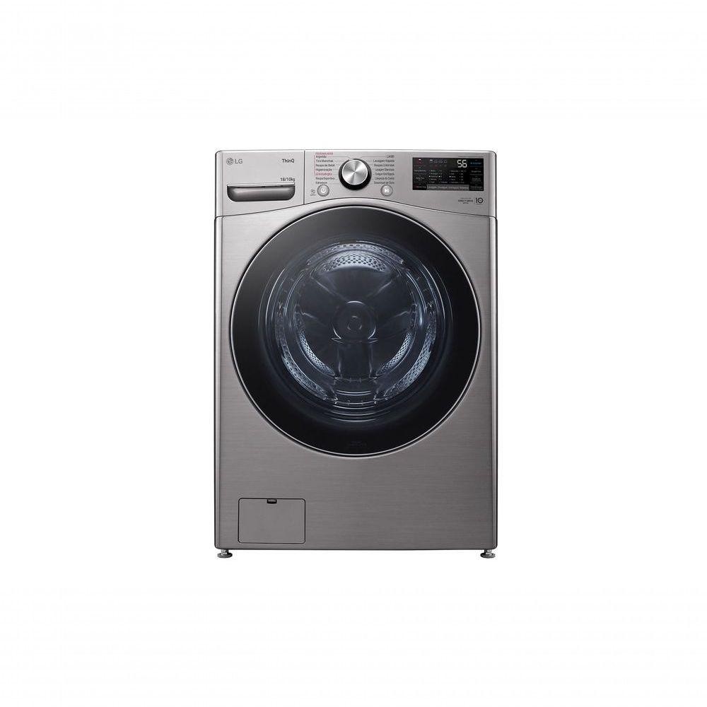 Lava e Seca LG Smart 18kg Inox Look com Inteligência Artificial AIDD™ WD18SV2S6B 127V