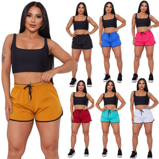 Shortinho Feminino Moda Praia Piscina Short Tactel Verão Fitness Academia em Oferta na Shopee