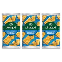 Kit 3un Pacote De Biscoito Salgado 138G Original Piraquê