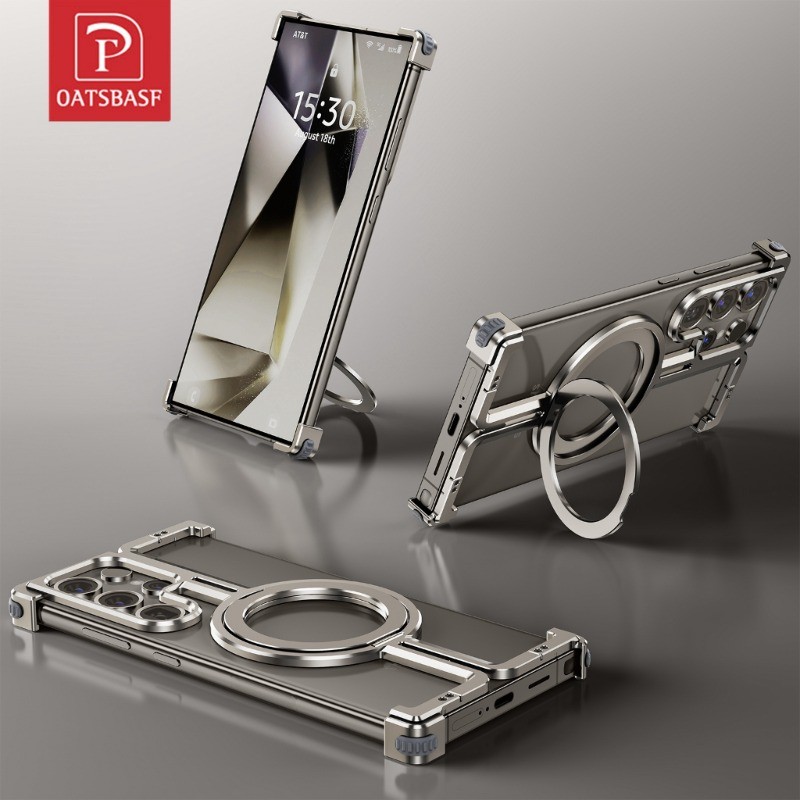 OATSBASF Capinha Para Samsung Galaxy S23/S24/S25/S26 Ultra Capa De Metal À Prova De Choque Com Airbag