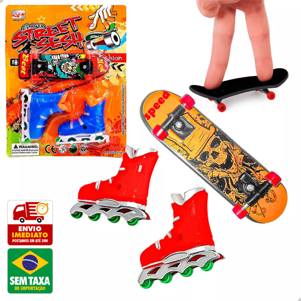 Kit Skate E Patins De Dedo Brinquedo Infantil Manobras DuteToys DTE554 em Oferta na Shopee