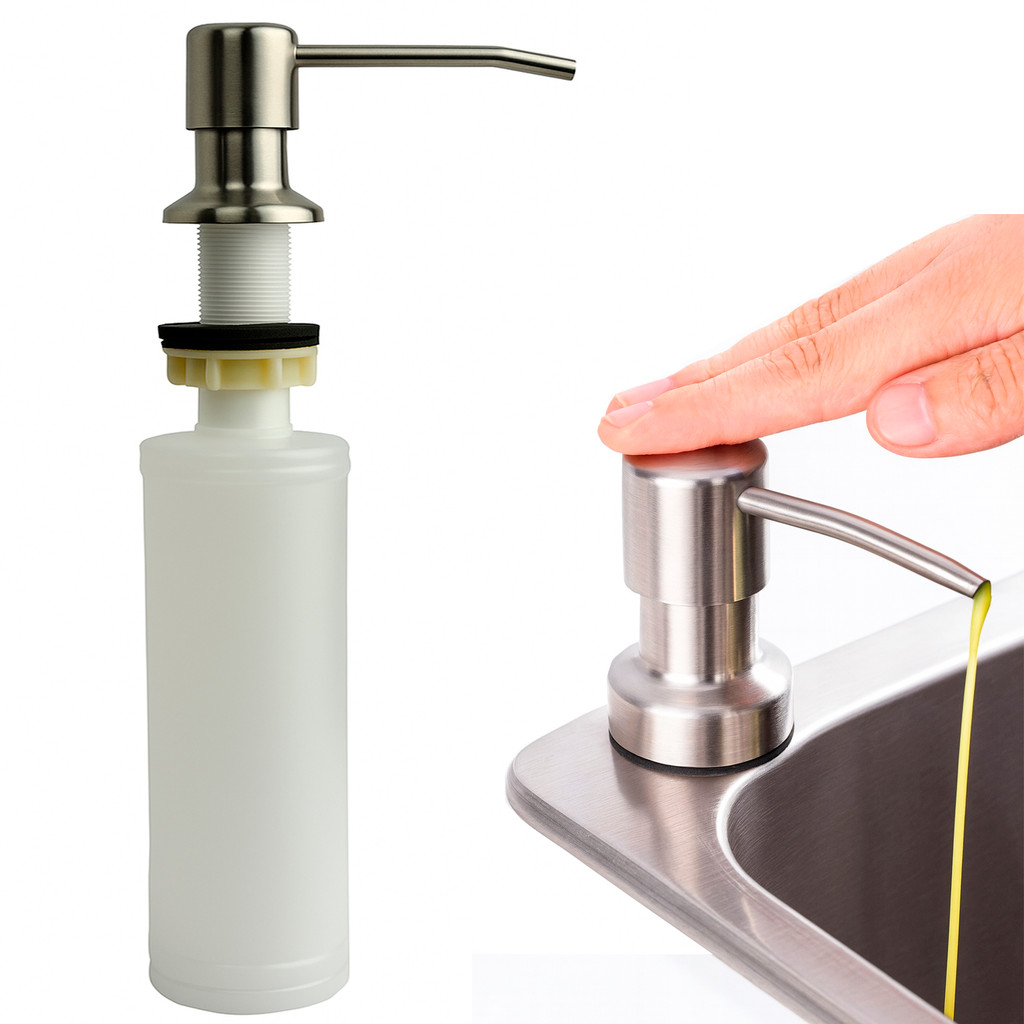 DISPENSER DETERGENTE PORTA SABONETE EMBUTIR DOSADOR INOX 200ml
