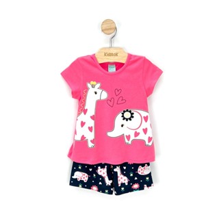 Pijama Menina Manga Curta Animais Corações Brilha no Escuro - Kyly em Oferta na Shopee
