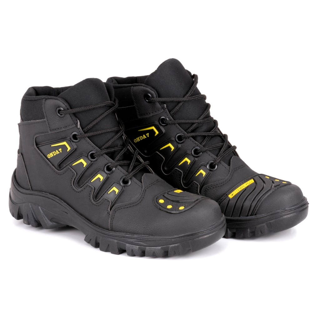 Bota Coturno Motoqueiro Motorcycle Blaqueada Unissex Segurança Motociclista Militar Cano Médio