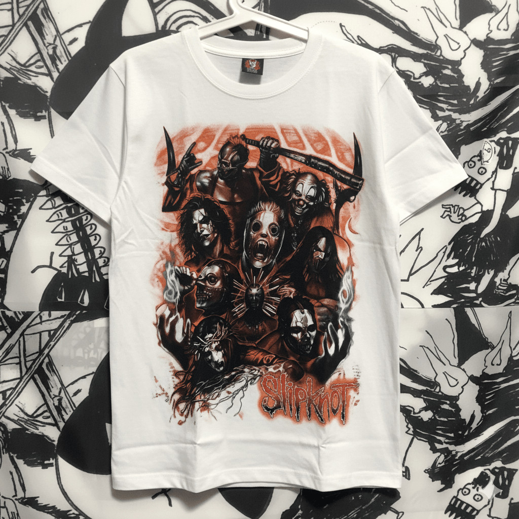 Music.Soul Camiseta Masculina Slipknot  Oversized Slipknot Vermelha  Algodão  Plus Size Streetwear