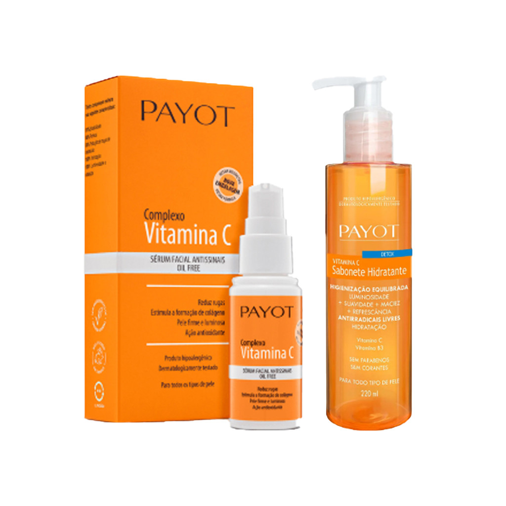 Kit  Sabonete Liquido Vitamina C Payot Hidratante Detox + Serum Complexo Vitamina c Payot 30ml em Oferta na Shopee