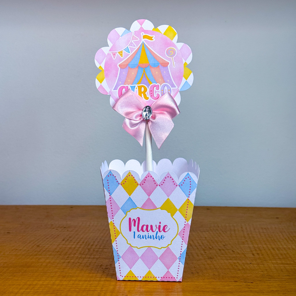 Centro de Mesa CIRCO MENINA (PEGUE E MONTE) /Cachepot Cachepô Personalizado/ Festa Aniversário Lembrancinha Mimo
