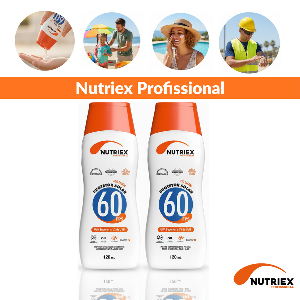 Kit 2 Protetor Solar Nutriex Fps 60 Toque Seco 120ml Oil Free Hipoalergênico Resistente Água