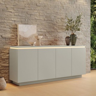 Buffet Aparador 4 Portas com Gaveta Lux com Led Off White em Oferta na Shopee