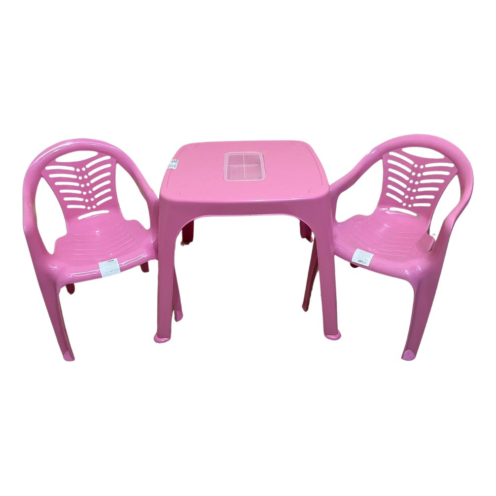 Mesa Infantil Rosa + 02 Cadeira Infantil Plasnorthon Kit