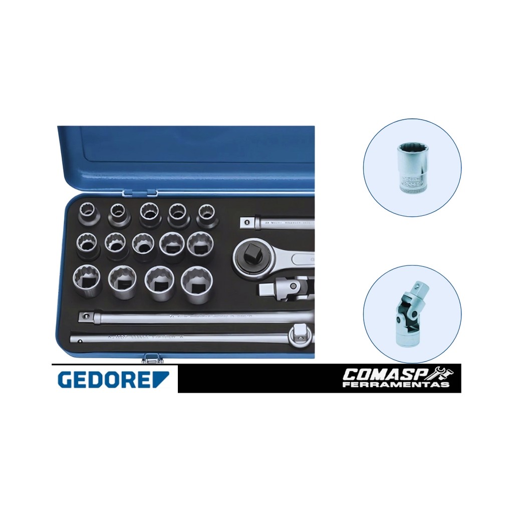Jogo De Soquetes Sextavados Gedore Blue Modelo 015503 19kmu — imagem 2 de 2