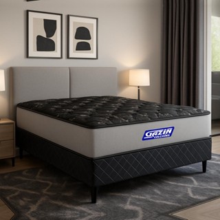 Cama Box Elegance Casal Conjugada Com Molas Bonnel 46x138x188 Cinza/preto Gazin em Oferta na Shopee
