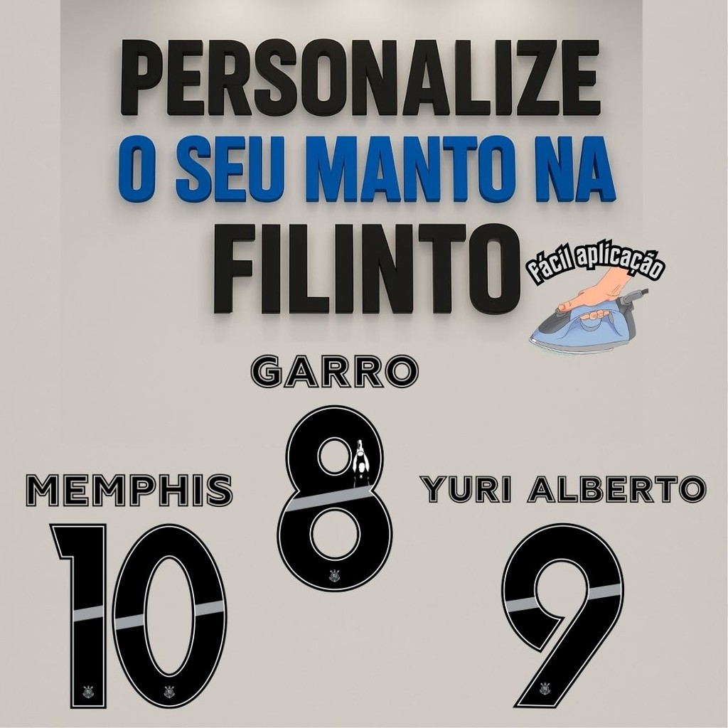 Personalize O Seu Manto Termocolante Nome + Número 2025 Para Personalização Camisa Time de Futebol