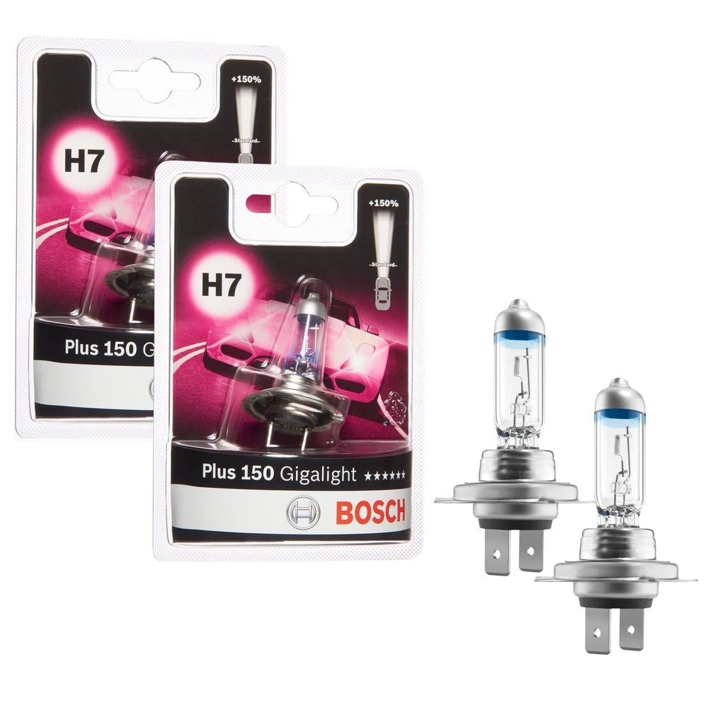 Imagem PAR DE LÂMPADA BOSCH ORIGINAL GIGA LIGHT PLUS 150 H7 55W 12V FAROL ALTO BAIXO MOTO CARRO