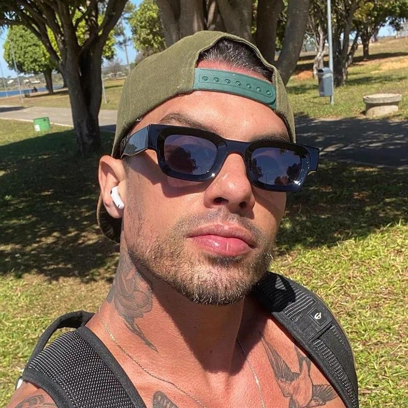 Óculos de Sol Retangulares Pequenos para Mulheres e Homens, Óculos de Sol Vintage Quadrados, Óculos de Sol Femininos com