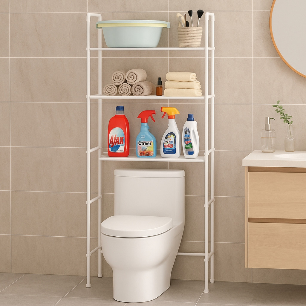 Prateleira Vertical Banheiro 3 Niveis Encaixe Vaso Sanitário Branco em Oferta na Shopee