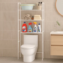 Prateleira Vertical Banheiro 3 Niveis Encaixe Vaso Sanitário Branco