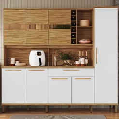 Cozinha Compacta Touriga 8 Portas 1 Gaveta 100% Mdf com Vidro - Rio Doce