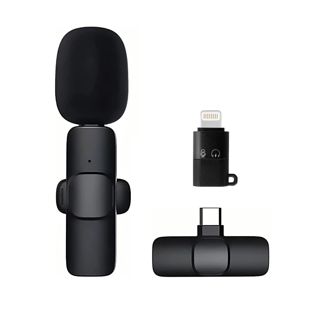 Microfone Sem Fio de Lapela para iPhone e Android Tipo C