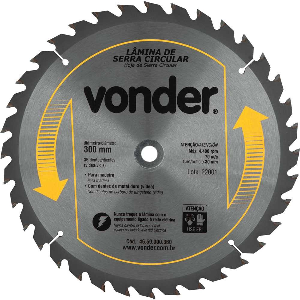Lâmina de Serra Circular C/ dentes 300x30mm 36 dentes Vonder em Oferta na Shopee