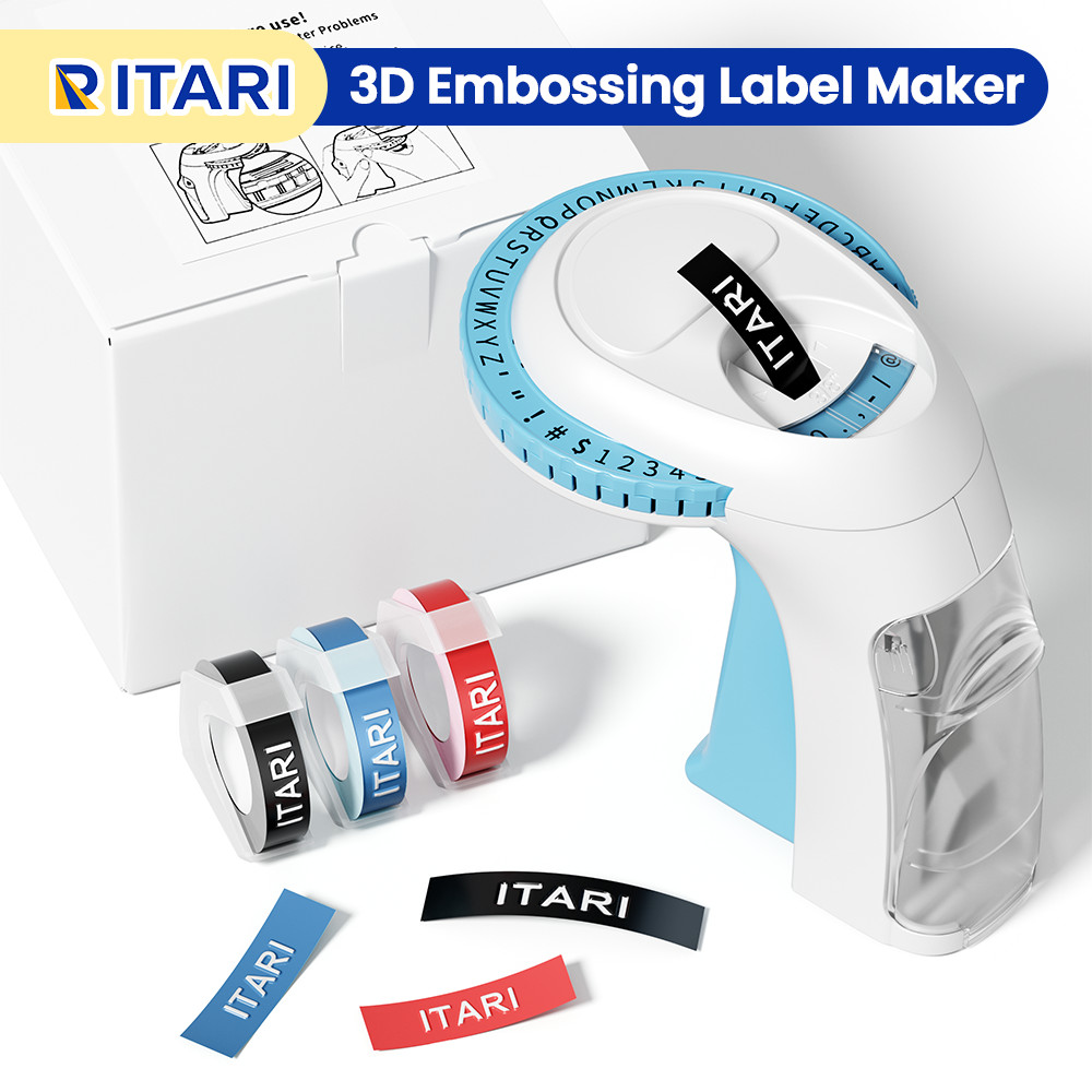 Fabricante De Etiquetas De Gravação 3D Itari Com Fitas Omega 9mm Etiquetadora Manual Portátil Para em Oferta na Shopee