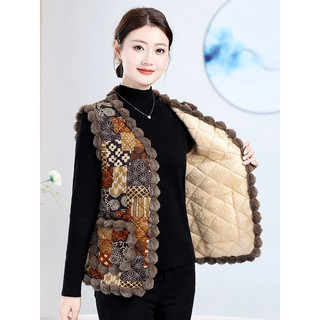 Mãe idosa de meia-idade outono inverno colete quente novo estilo moda jaqueta forro de lã moda colete engrossado