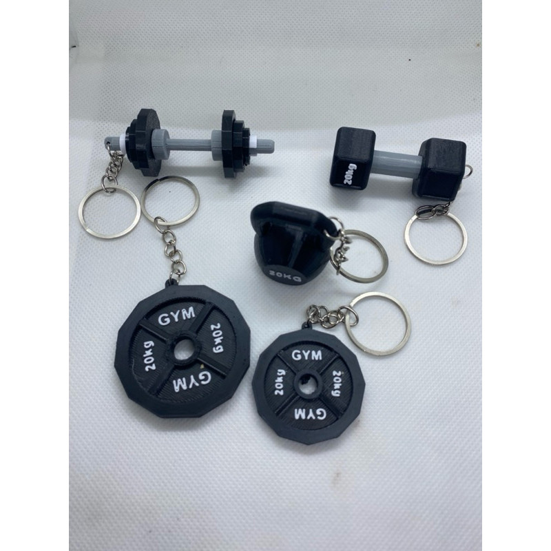 Kit 5 Chaveiros Academia Fitness Halter Anilha Kettlebell Supino