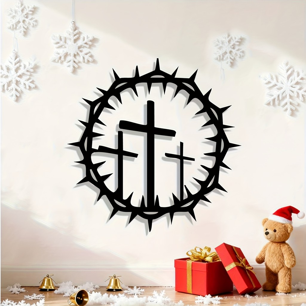 CIFbuy Metal Cruz Decoração De Parede À Prova De Ferrugem Ferro Estátua Religiosa Jardim Cerca Páscoa Natal Fé Escultura