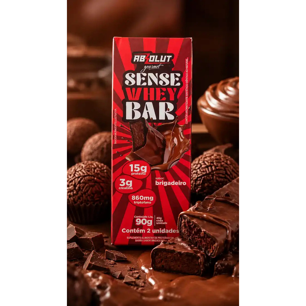 Absolut Nutrition Sense Whey Bar 90g Kit 2 Unidades de 45g com Creatina e Triptofano Praticidade na Sua Rotina