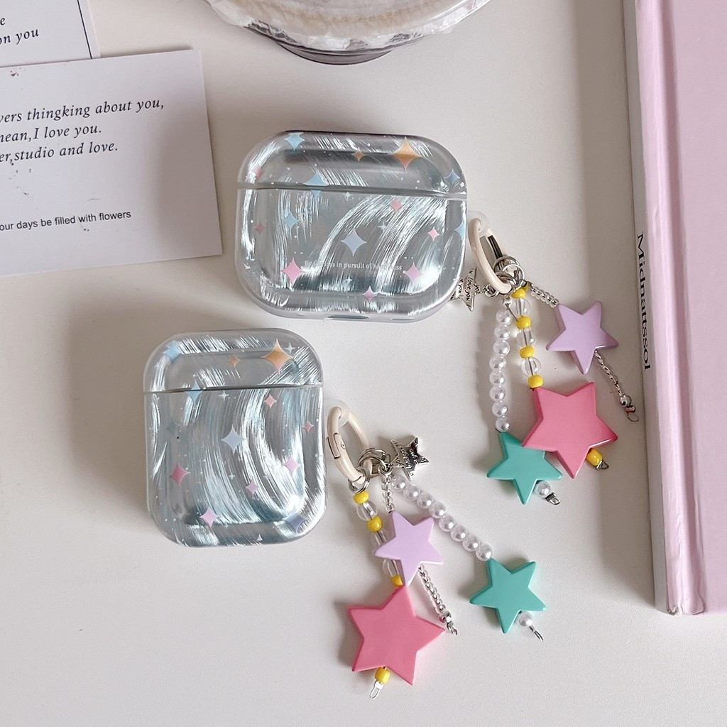 Capa estilo Ins para AirPods, protetora para fones de ouvido da Apple, com corrente de desenho animado fofa, adequada pa