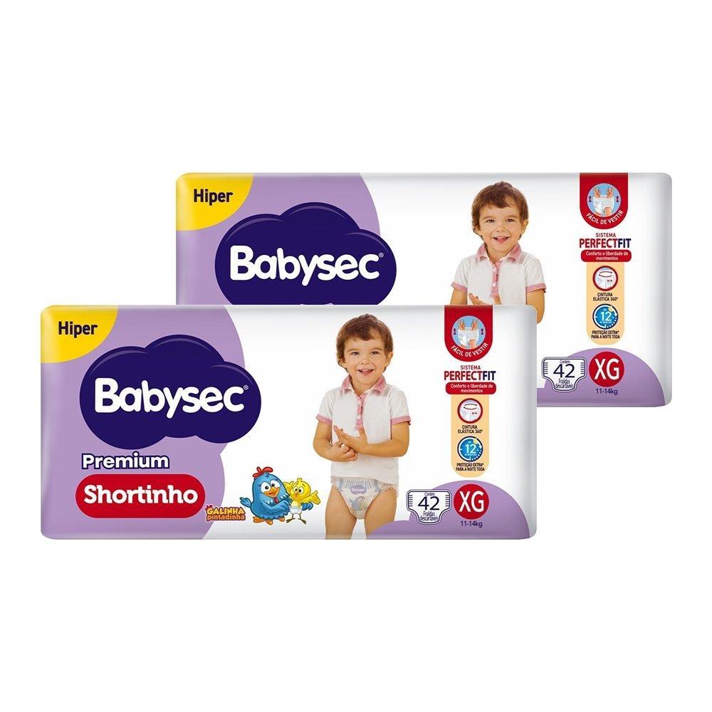 Fralda Descartável Babysec Shortinho Hiper Extra Grande - 2 Pacotes com 42 Fraldas - Total 84 Tiras