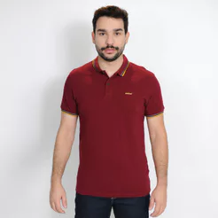 Camiseta Polo Colcci Comfort 3 Listras Bordô - Masculino