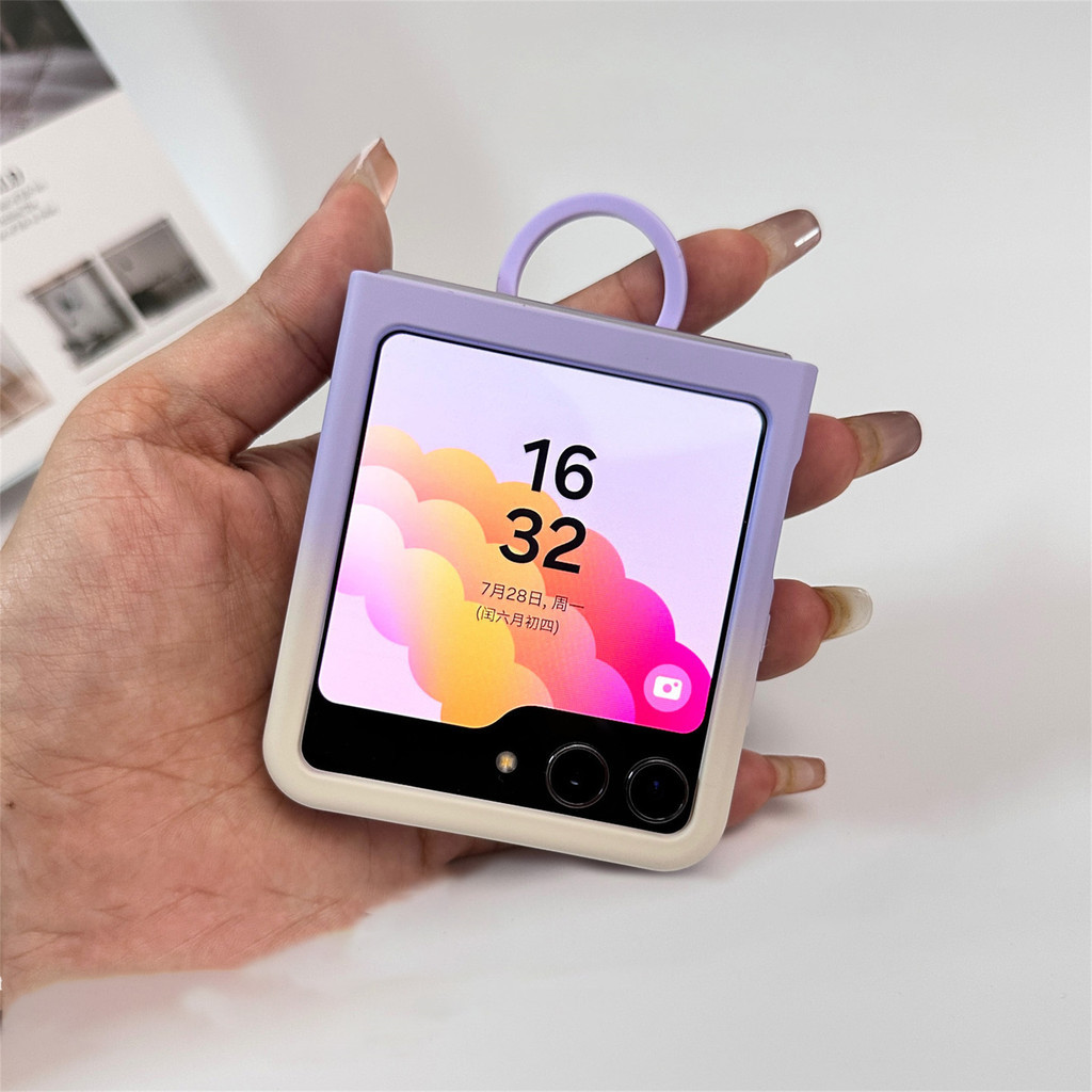 Capa de Telefone Fosca Cute GradieColor com Anel para Samsung Galaxy Z Flip 7 FE