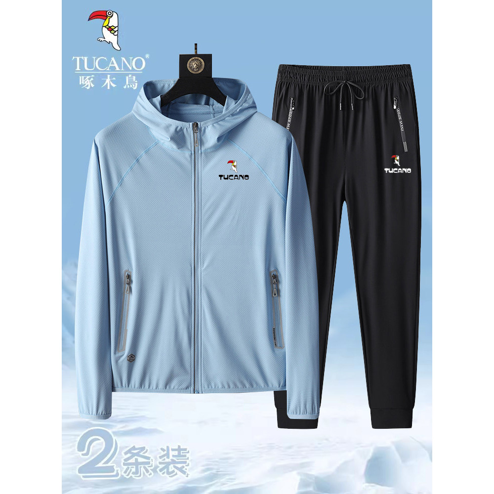 Woodpecker masculino gelo seda protetor solar roupas verão ao ar livre lazer esportes terno de secagem rápida pesca prot