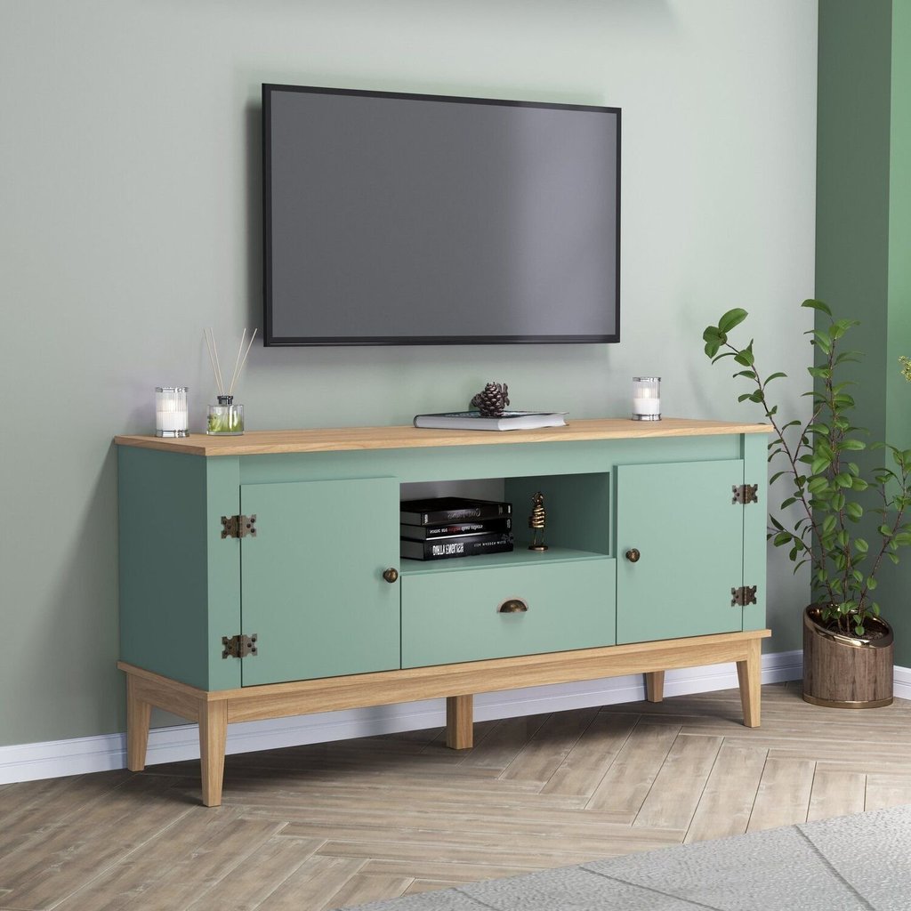Rack 135cm Colonial X41 cm 2 Portas 1 Gaveta Verde Mel/Oliva