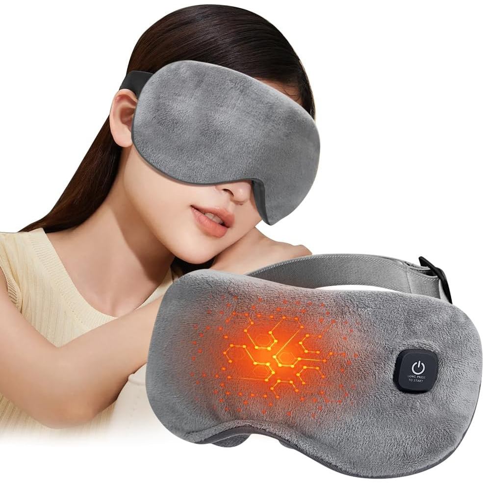 Máscara Ocular Aquecida, Máscara de Compressão Quente Sem Fio para Dormir, Massageador Ocular com 3 Temperaturas e Tempo