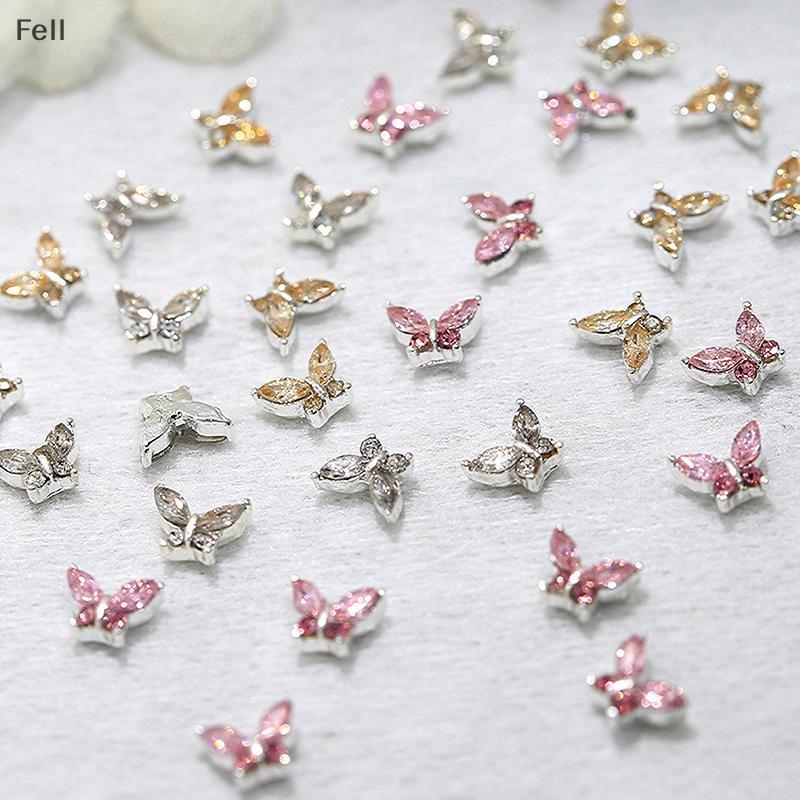 [Fel] 10 Pcs 3D Mini Cristal Borboleta Nail Art Encantos Peças De Jóias Acessórios Liga De Luxo Unhas Decoração Strass S