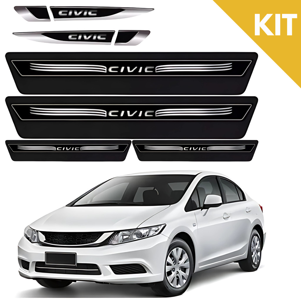 Kit Soleira Porta E Aplique Lateral Civic 2013 2014 2015 2016 2017 2018 19 20 21