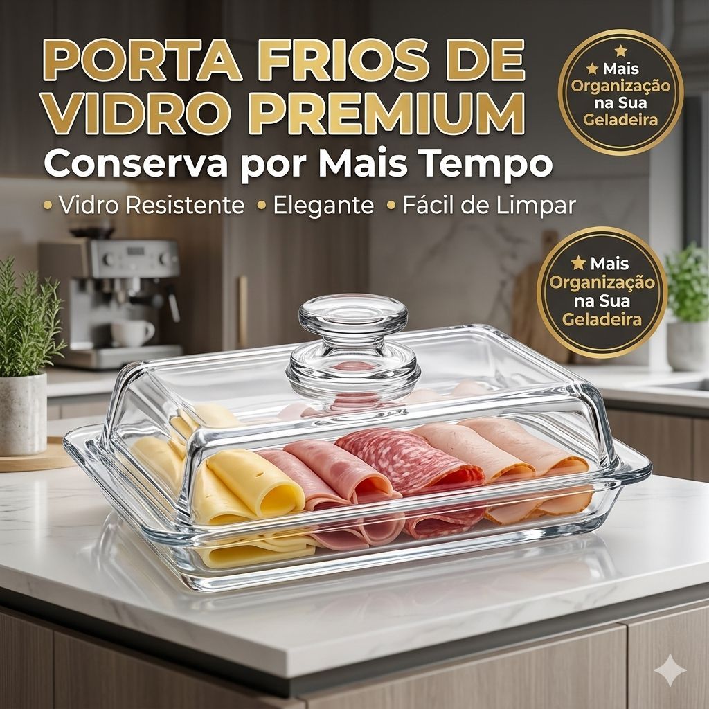PORTA FRIOS VIDRO CLASSIC 20CM  Organize e conserve seus frios com praticidade e elegância! O Porta Frios Vidro Classic
