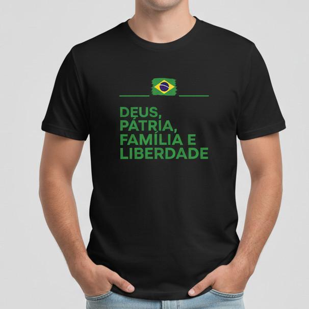 Camiseta Patriota Bolsonaro Deus Pátria Família Liberdade