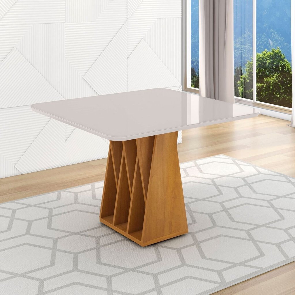 Mesa para Sala de Jantar 4 Lugares Orquestra Marrom/Marromle/Off White