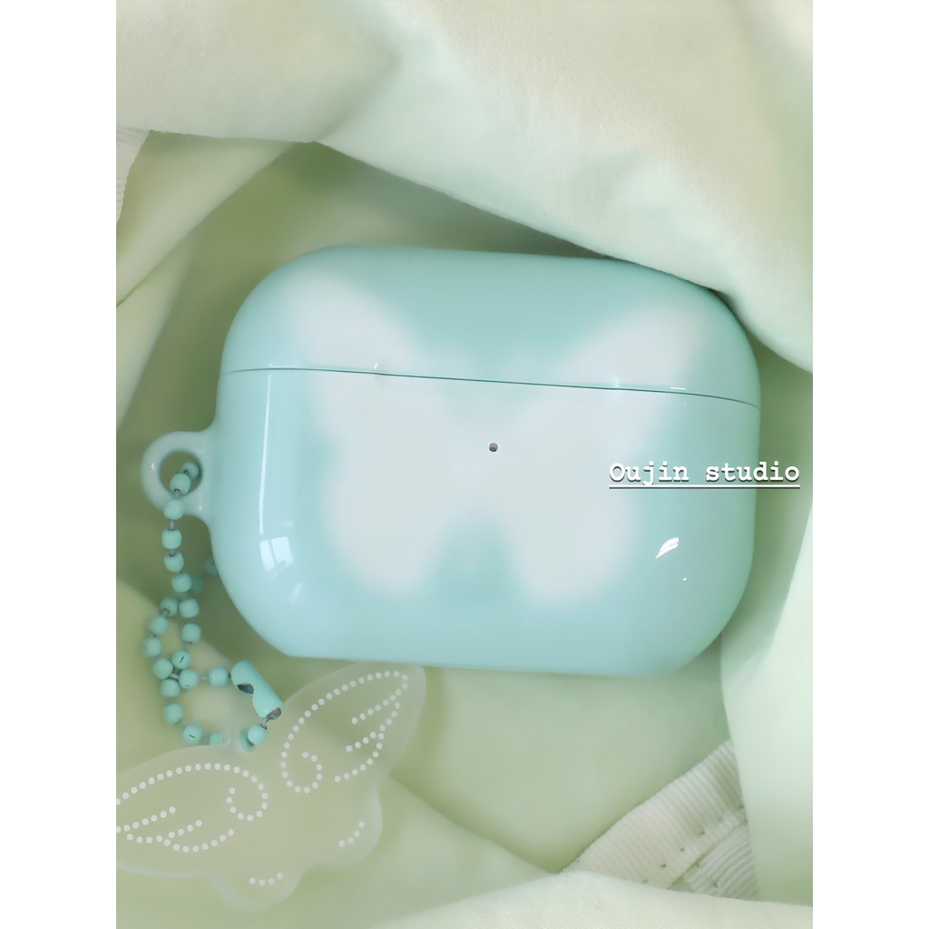 Estilo coreano ins estilo leite verde borboleta feminino filme de revestimento importado capa de fone de ouvido adequada