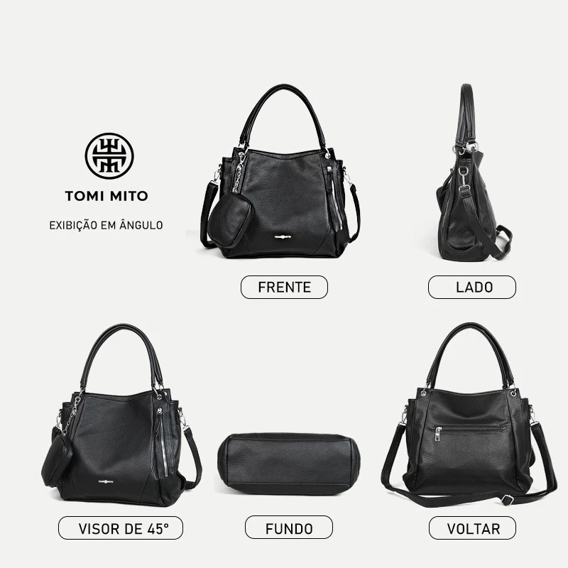 Bolsa Mochila Feminina Grande TOMI MITO em Couro PU — foto 9