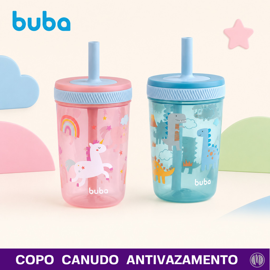 Copo  Infantil Bebê Canudo Antivazamento Treinamento Buba