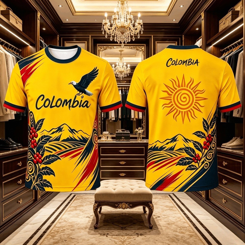 Colômbia Verão Impressão 3D Camiseta Esportes Ao Ar Livre Secagem Rápida Respirável Camisa De Futebol Das Mulheres Dos H