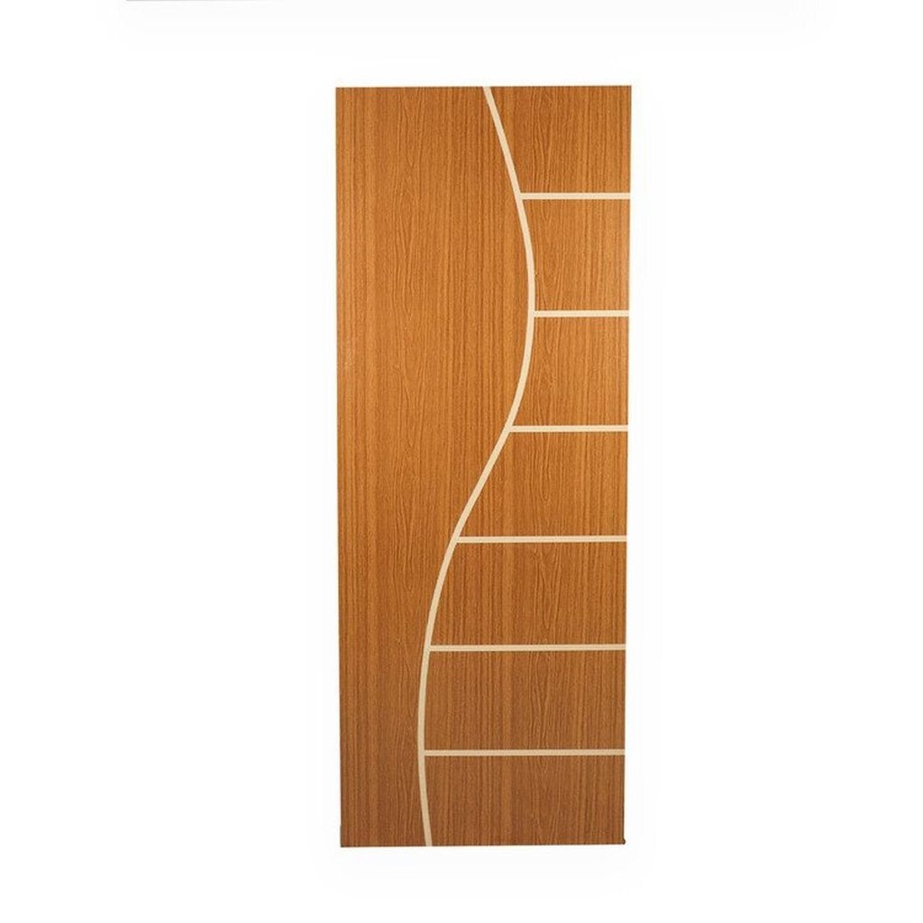 Kit com 2 Folhas de Porta Madeira Decorada 210x80cm Espessura 3,5cm Cantareira MGM Marrom/Mogno